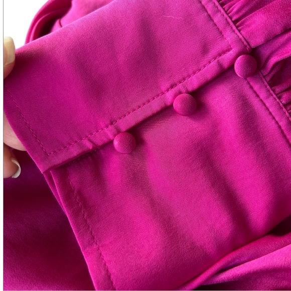 NWT Banana Republic Fuschia Wrap Top V Neck Balloon Sleeves Size 16 - Picture 5 of 9